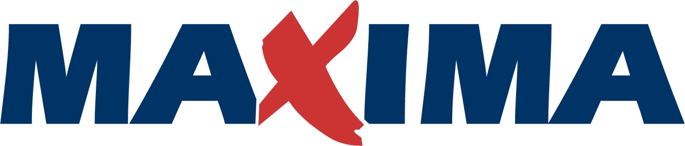 MAXIMA logo melynos raides